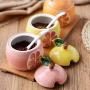 Fruit Shaped Ceramic Sugar Bowl Salt Pot Pepper Storage Jar Seasoning Pot Container Condiment Spice Box Holder with Lid and Spoon (Orange Pomelo)