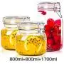 Bouteille en verre Yl Ly étanche avec couvercle, pot à miel, pot à citron, pot pour la maison, pot pour bonbons, pot carré 800+800+1700 Bouteille en verre Yl Ly étanche avec couvercle, pot à miel, pot à citron, pot pour la maison, pot pour bonbons, pot carré 800+800+1700