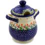 Polish Pottery Jar with Lid and Handles 8-inch Spring Flowers