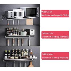 Spice Rack Wall Mount Multi-Function Organizer Single Stainless Steel Herb Jar Container Microwave Oven Shelf Storage For Kitchen Bathrooms Pantry Home Cabinet Organizers (Size : 100x35x12.8cm)