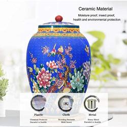 Large Vintage Food Storage Containers Ceramic with Airtight Lids Kitchen Storage Containers Jars Porcelain,Rustic Home Decor,Pantry Organization and Storage Flour Sugar Coffee Cereals 10L/15L Blue