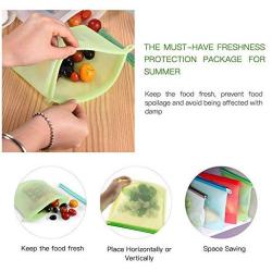 Reusable Silicone Food Storage Bags, 4 Pack Food Grade Silicone Freezer Bags for Sandwich, Snack, Lunch, Fruit, Meat, Liquid / 2 Large 50oz + 2 Small 30oz