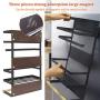 Magnetic Kitchen Rack Fridge Organizer, Spice Jars Rack, Multi Use Refrigerator Side Storage Shelf with 5 Removable Mobile Hooks,Large,Black