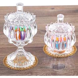 YL LY Fashion Crystal Glass High Feet Candy Jar Candy Box Candy Box Exquisite Transparent Lead-Free Glass Storage Jar Variety A Tulip