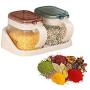 Wall Mount Seasoning Box Set, Clear Glass Spice Storage Canister With Airtight Lids And Spoons Reusable Spice Jars-2 Pcs