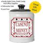 Cottage Creek Casino Gifts Round Ceramic Casino Money Jar/Vegas Casino Lover Gifts Slot Machine Gambling Gifts [White]