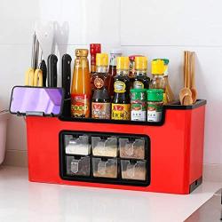 CactusAngui Storage Holder Kitchen Storage Seasoning Bottle Storage Box Kitchen Brush Jar Spoon Organizer Holder Case - Blue