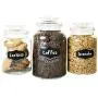 FS Kitchen Round Clear Glass Airtight Lids Chalkboard Canister Jar (Set of 3) with 3 Stick on Labels and Chalk