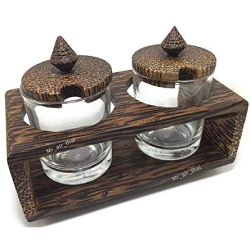 Sugar Bowl Glass With Wooden Lid Cream and Milk Holder Coffee Time K012
