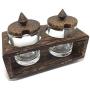 Sugar Bowl Glass With Wooden Lid Cream and Milk Holder Coffee Time K012