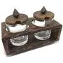 Bol en verre de la forme d’une cuillère à café avec couvercle en bois, support pour crème et lait, temps du café K012 Bol en verre de la forme d’une cuillère à café avec couvercle en bois, support pour crème et lait, temps du café K012