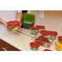 Anchor Hocking Classic Glass Food Storage Containers with Lids, Red, 16-Piece Set