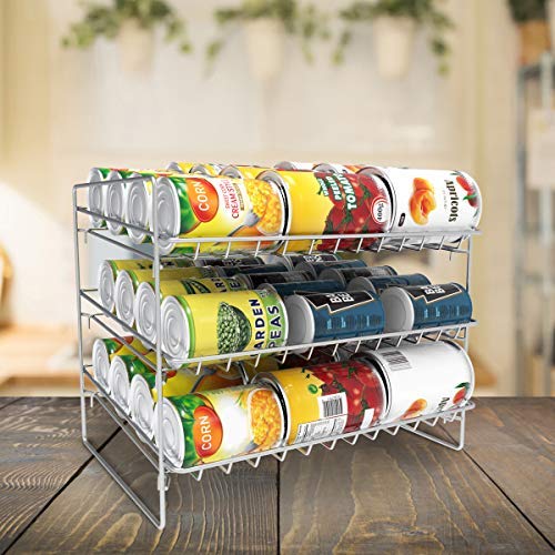 Lavish Home 3-Tier Dispenser-Organizer Holds 36 Standard Jars, Food or Soda Cans-for Kitchen Pantry, Countertops, Cabinets, Fridge-Storage Rack