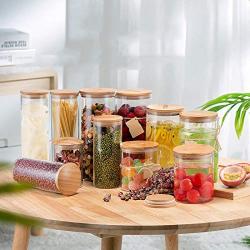 Yl Ly Transparent Glass Sealed Jars Pickled Honey Lemon Food Bottles Multi-Grain Storage Tank Bamboo Wood Cover Straight Cans Bamboo Cover Straight 250Ml