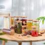 Yl Ly Transparent Glass Sealed Jar Honey Lemon Passion Fruit Food Bottle Miscellaneous Grain Storage Tank Large With Lid Jar Groove 400Ml