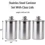 Vencer 3 Piece Set Large Sized 64oz,1.9L Each,304 Stainless Steel Canister Set with Glass Lids, Coffee, Tea, Sugar, Flour Canister for Kitchen Vencer 3 Piece Set Large Sized 64oz,1.9L Each,304 Stainless Steel Canister Set with Glass Lids, Coffee, Tea, Sugar, Flour Canister for Kitchen
