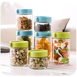 Kitchen Food Storage Jar Airtight Food Storage Kitchen Glass Jar Moisture-Proof Home Multi-Purpose Jam Bottle Cruet Glass Bottle Sealed Tank Storage Tank (Color : 400ml Green)
