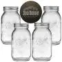 Ball Mason Jars 32 oz Bundle with Non Slip Jar Opener- Set of 4 Quart Size Mason Jars with Regular Mouth - Canning Glass Jars with Lids, Heritage Collection