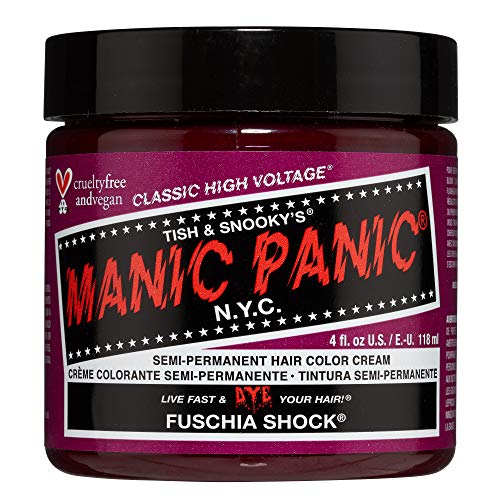 Manic Panic Fuschia Shock Haarfarbe – Klassische High Voltage – Halbpermanente Haarfarbe – Dunkelrosa-Fuchsia-Ton – Für Dunkel- und Hellhaar – Vegan, PPD & Ammoniakfrei – Für Damen & Herren