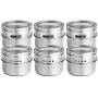 Moligh doll 6pcs / set Clear Lid Magnetic Spice Jar Stainless Steel Spice Sauce Storage Container Pots Kitchen Condiment Holder Houseware