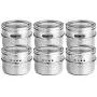 Ensemble de 6 pièces Moligh doll, Pots de Condiment en Acier Inoxydable avec Couvercle Aimanté pour Stockage d'Épices et Sauces, Équipement de Cuisine Ensemble de 6 pièces Moligh doll, Pots de Condiment en Acier Inoxydable avec Couvercle Aimanté pour Stockage d'Épices et Sauces, Équipement de Cuisine