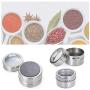 Magnetic Spice Tins Set with Clear Top Lid, 12 PCS Stainless Steel Multi-Purpose Round Storage Containers Jars with Sift and Pour, Magnetically Stick on Refrigerator and Grill