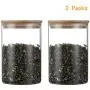 Glas-Aufbewahrungsbehälter, 2er-Set, 950 ml, Glasbehälter mit Bambusdeckeln, ideal für Küche, geeignet für Süßigkeiten, Müsli, Bohnen