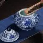 Ceramic Vase LJIANW Peony Porcelain Tea Tin/Tea Storage/Tea Caddy/Tea Canister/Helmet-Shaped Temple Display Jar, 4 Sizes (Color : Blue, Size : 20x19.5cm) Ceramic Vase LJIANW Peony Porcelain Tea Tin/Tea Storage/Tea Caddy/Tea Canister/Helmet-Shaped Temple Display Jar, 4 Sizes (Color : Blue, Size : 20x19.5cm)