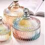 Retro Square Sugar Jar Amber Glass Food Storage Bottle Candy Box With Lip Gift Jewelry Box Home Kitchen Party Decorations,B 13X10Cm