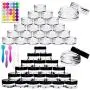 Youngever 140 St Paperstoffbehälter, 80 Stück 5g Glasbehälter mit Deckeln (40 weiß, 40 schwarz) + 60 Stück 3g Glasbehälter mit Deckeln (30 weiß, 30 schwarz) + 5 Mini Spatel und Etiketten
