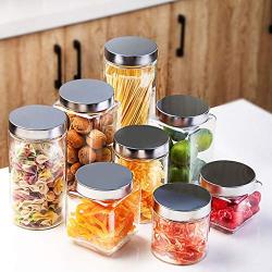 Glass Bottle Seal Storage Jar Food Grains Storage Tea Milk Powder Coffee Seal Storage Cans DELICATEWNN (Capacity : 800ML+1100ML+1700ML+2100ML)