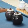 Exquisite Oriental Ceramic Food Storage Jar Canister Food Canisters,Loose Tea Tin/Tea Storage/Tea Caddy/Tea Canister/Coffee Canister/Coffee Jar/Spice Nuts Storage 3.35oz/95g (Deep coffee color)