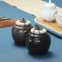 Exquisite Oriental Ceramic Food Storage Jar Canister Food Canisters,Loose Tea Tin/Tea Storage/Tea Caddy/Tea Canister/Coffee Canister/Coffee Jar/Spice Nuts Storage 3.35oz/95g (Deep coffee color)