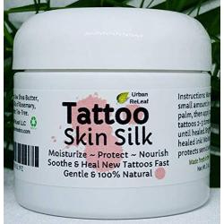 Urban ReLeaf TATTOO SKIN SILK! Heal new ink fast! Brighten old tats! 100% Natural Shea Butter Salve Goo Ointment, Cream Lotion Protect! Vegan. Healing Botanicals!