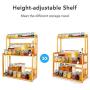 3-Tier Spice Rack Kitchen Bathroom Countertop Storage Organizer Rack, Bamboo Spice Bottle Jars Rack Holder with Adjustable Shelf,100% Natrual Bamboo