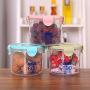 Küchen-Aufbewahrungsboxen 5er-Set, Getreidespeicherbehälter, klare, flexible Glaskaraffen, für Küche (Farbe: Rosa, Größe: 600ml)