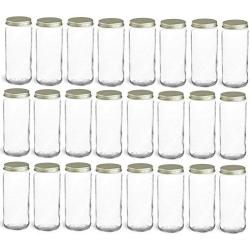 Nakpunar 24 pcs 8 oz Glass Canning Jars with Gold Lid - Half Pint, Paragon Style - MADE IN USA