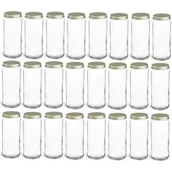 Nakpunar 24 pcs 8 oz Glass Canning Jars with Gold Lid - Half Pint, Paragon Style - MADE IN USA