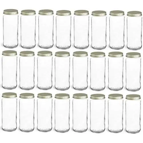 Bouteilles en verre Nakpunar 24 pièces 8 oz avec couvercle doré - Half Pint, style Paragon - FABRIQUÉ AUX ÉTATS-UNIS Bouteilles en verre Nakpunar 24 pièces 8 oz avec couvercle doré - Half Pint, style Paragon - FABRIQUÉ AUX ÉTATS-UNIS