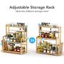 Tribesigns 3-Tier Standing Spice Rack Kitchen Bathroom Countertop Storage Organizer with Knife Holder & Chopping Board Rack, Bamboo Spice Bottle Jars Rack Holder with Adjustable Shelf