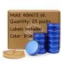 23 Stück 2oz/60ml Blaue Aluminium-Dosen mit Schraubdeckel und leeren Etiketten