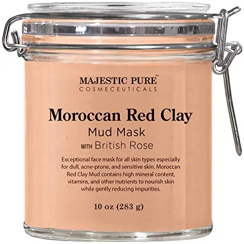 Masque Visage Argile Rouge Marocaine Majestueuse avec Rose Britannique - Soin Naturel pour Peau Poreuse et Terne/Sensible – Lutte Contre l'Acné et les Points Noirs – 286 ml Masque Visage Argile Rouge Marocaine Majestueuse avec Rose Britannique - Soin Naturel pour Peau Poreuse et Terne/Sensible – Lutte Contre l'Acné et les Points Noirs – 286 ml