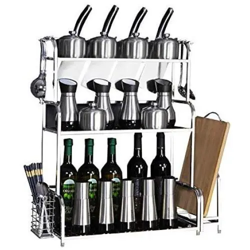 Étagère Multi-Niveaux LYNNTLJ, Acciaio Inox, pour Cuisine, Rangement de Pots et Bouteilles d'Épices, Gain de Place/Argenté / 50x22x67cm Étagère Multi-Niveaux LYNNTLJ, Acciaio Inox, pour Cuisine, Rangement de Pots et Bouteilles d'Épices, Gain de Place/Argenté / 50x22x67cm