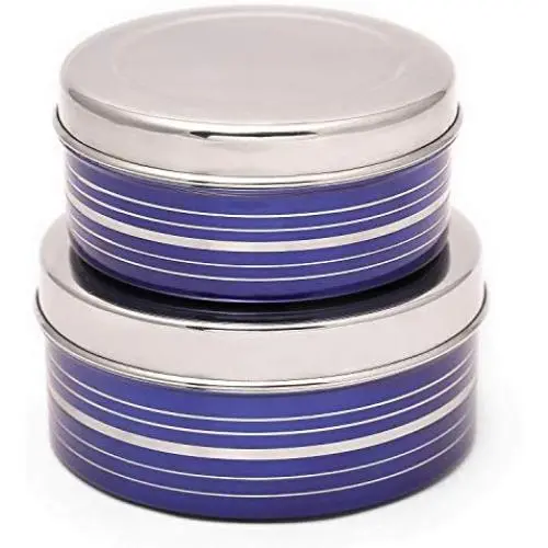 SPICE PEOPLE Thai Enamel Lunch Box - Blue Enamel Lunch Box Stainless - Blue Enamel Bento Box - Storage Container Stainless - Tiffin Box - Lunch Bots 2 Set - Stainless Steel Enamel Lunch Containers SPICE PEOPLE Thai Enamel Lunch Box - Blue Enamel Lunch Box Stainless - Blue Enamel Bento Box - Storage Container Stainless - Tiffin Box - Lunch Bots 2 Set - Stainless Steel Enamel Lunch Containers