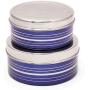 SPICE PEOPLE Thai Enamel Lunch Box - Blue Enamel Lunch Box Stainless - Blue Enamel Bento Box - Storage Container Stainless - Tiffin Box - Lunch Bots 2 Set - Stainless Steel Enamel Lunch Containers