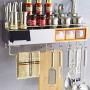 GBX Kitchen Cabinet Shelf Organiser,Shelf Racks Home Stainless Steel Shelf Wall Mounted Punch Free Kitchenware Pendant Spice Jar Tool Supplies Storage Rack Multi Functional Design,80 cm