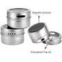 Moligh doll 6pcs / set Clear Lid Magnetic Spice Jar Stainless Steel Spice Sauce Storage Container Pots Kitchen Condiment Holder Houseware