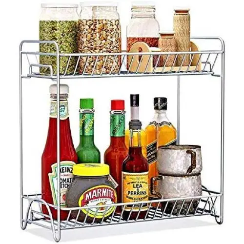 Mehrstufiger Küchen- und Badezimmer-Aufbewahrungsregal, 2 Ebenen, große Größe, Spice Jar Bottle Shelf Holder Rack