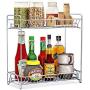 Spice Rack 2 Tier Standing Rack (Large Size), OOFO Kitchen Bathroom Countertop Storage Organizer Spice Jars Bottle Shelf Holder Rack