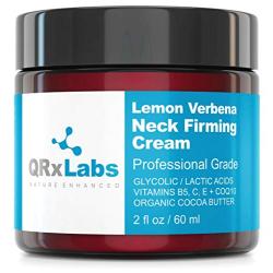 Lemon Verbena Neck Firming Cream – Tightening & Lifting Moisturizer for Loose, Wrinkled or Sagging Skin on Neck, Decollete & Chest – Best to Prevent Turkey/Crepe Neck – 2 fl oz